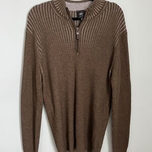 NWOT Ike Behar Olive Green Alpaca/Pima Cotton Ribbed Pullover Sweater M